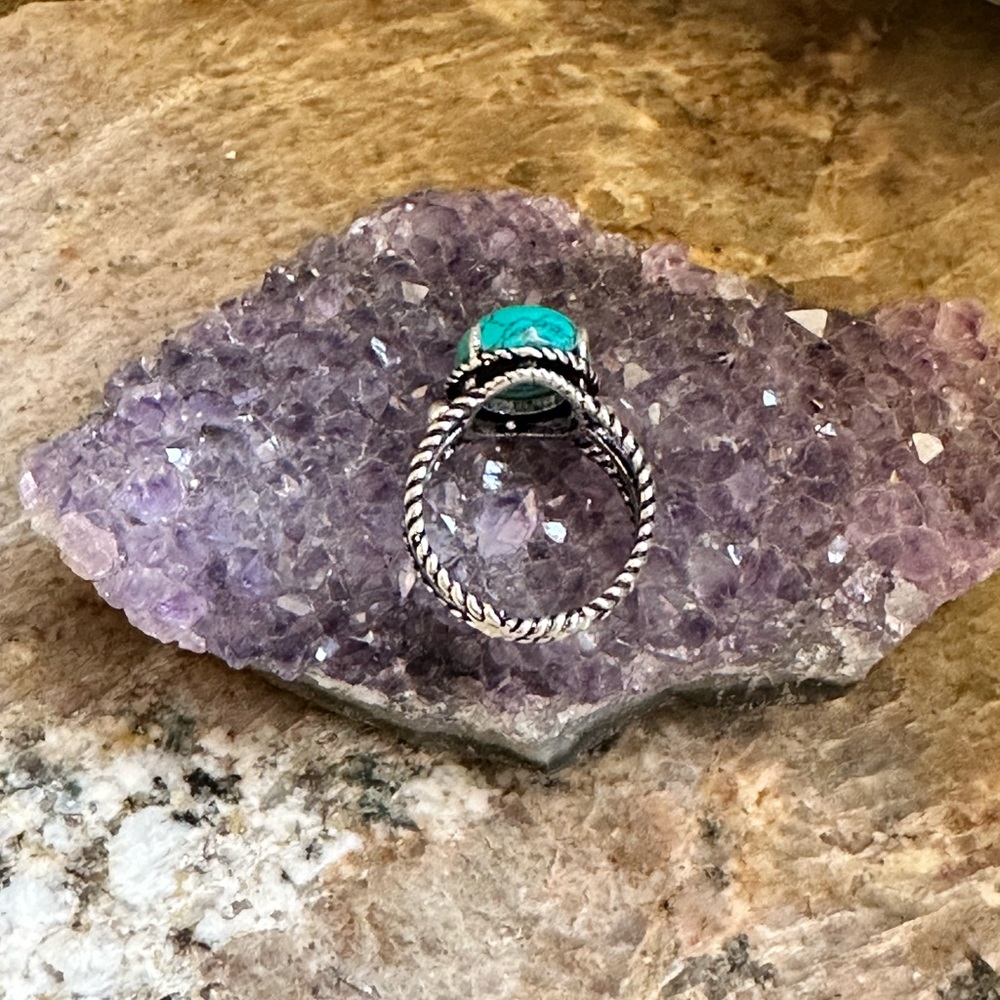 Silver Turquoise Stone Ring - Picture 2 of 5